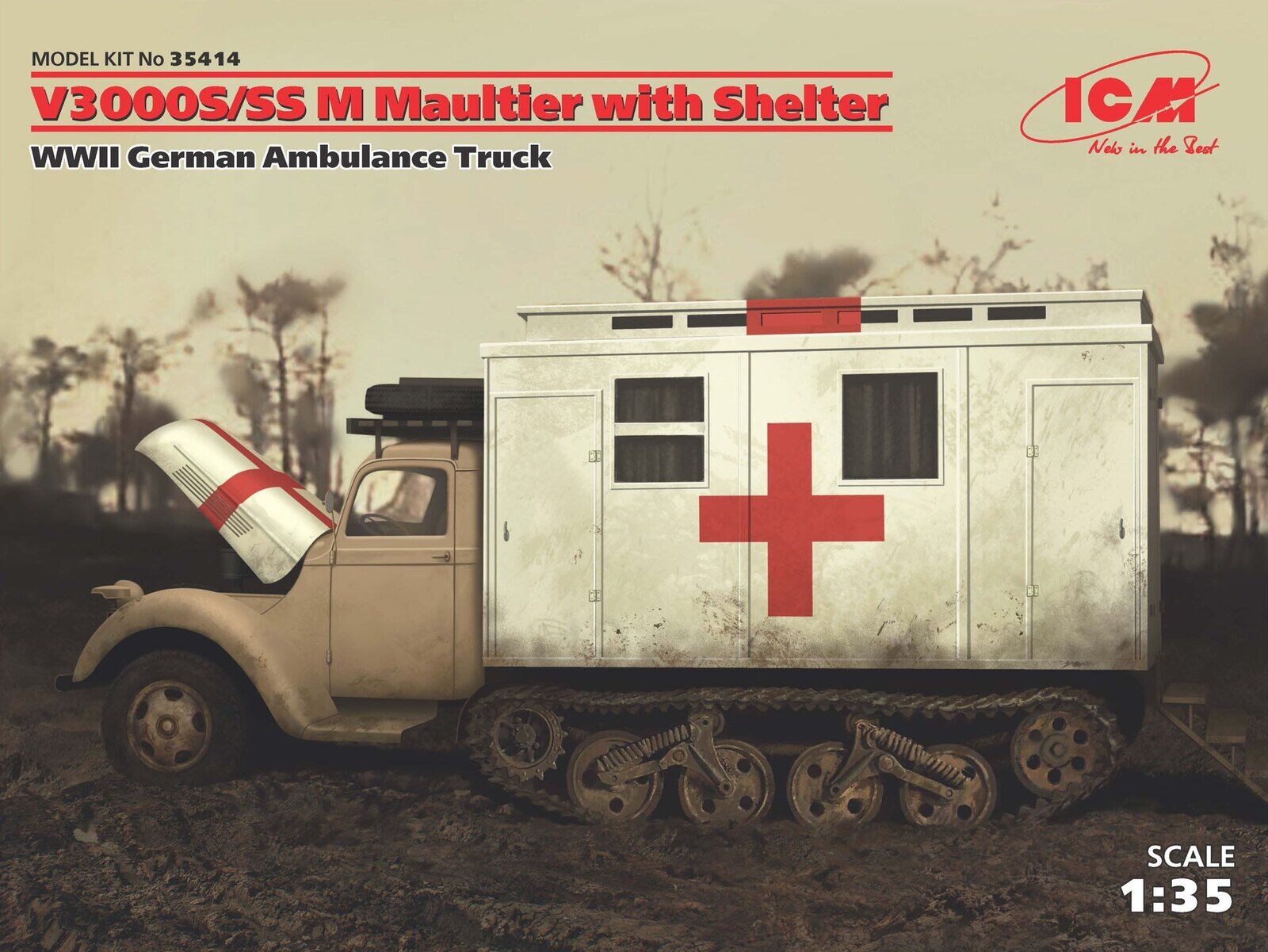 ICM 1/35 V3000S/SS M Maultier with Shelter WWII German Truck Plastic Model Kit