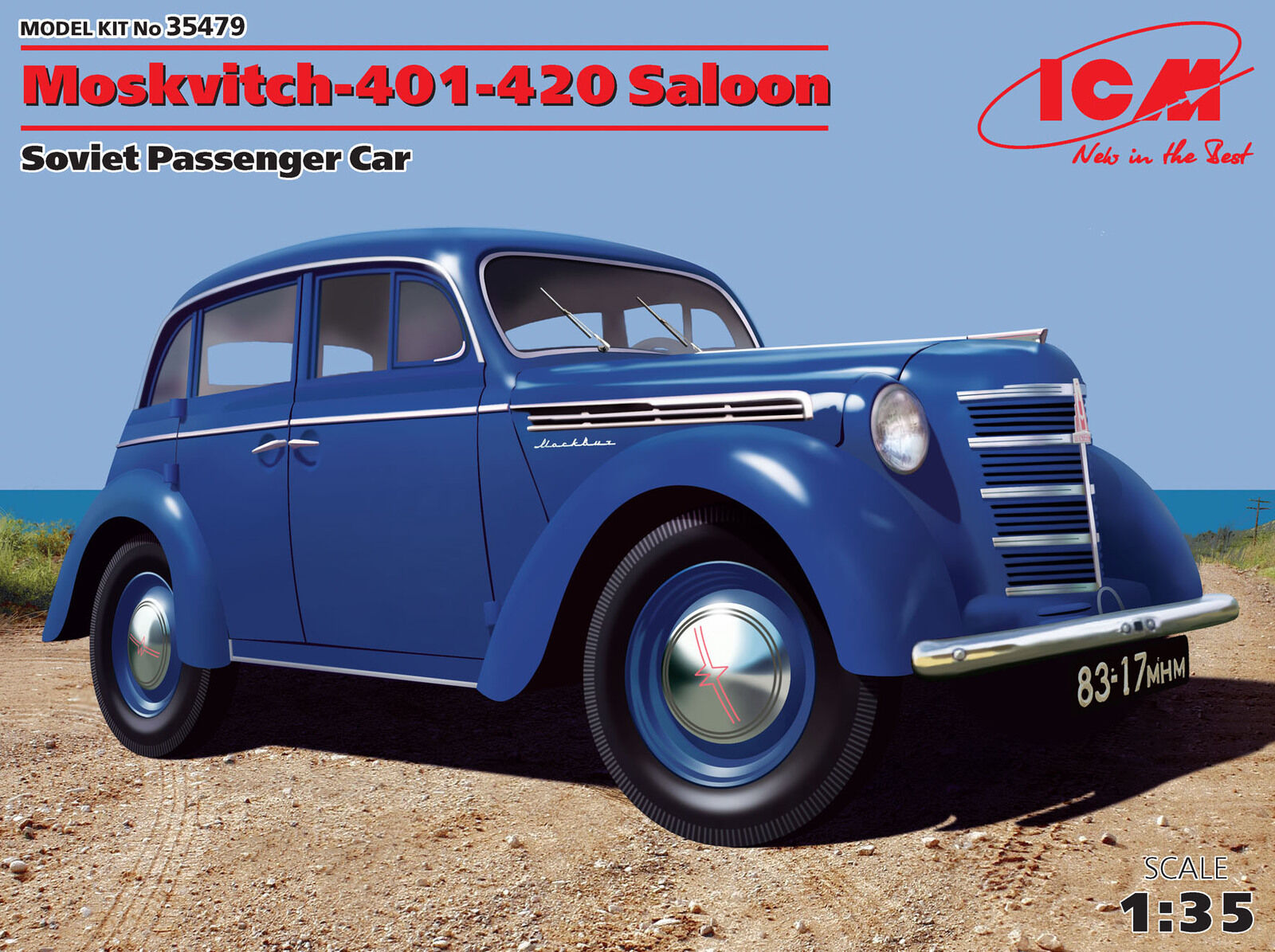 ICM 1/35 Moskvitch-401-420 Saloon Soviet Passenger Car Plastic Model Kit