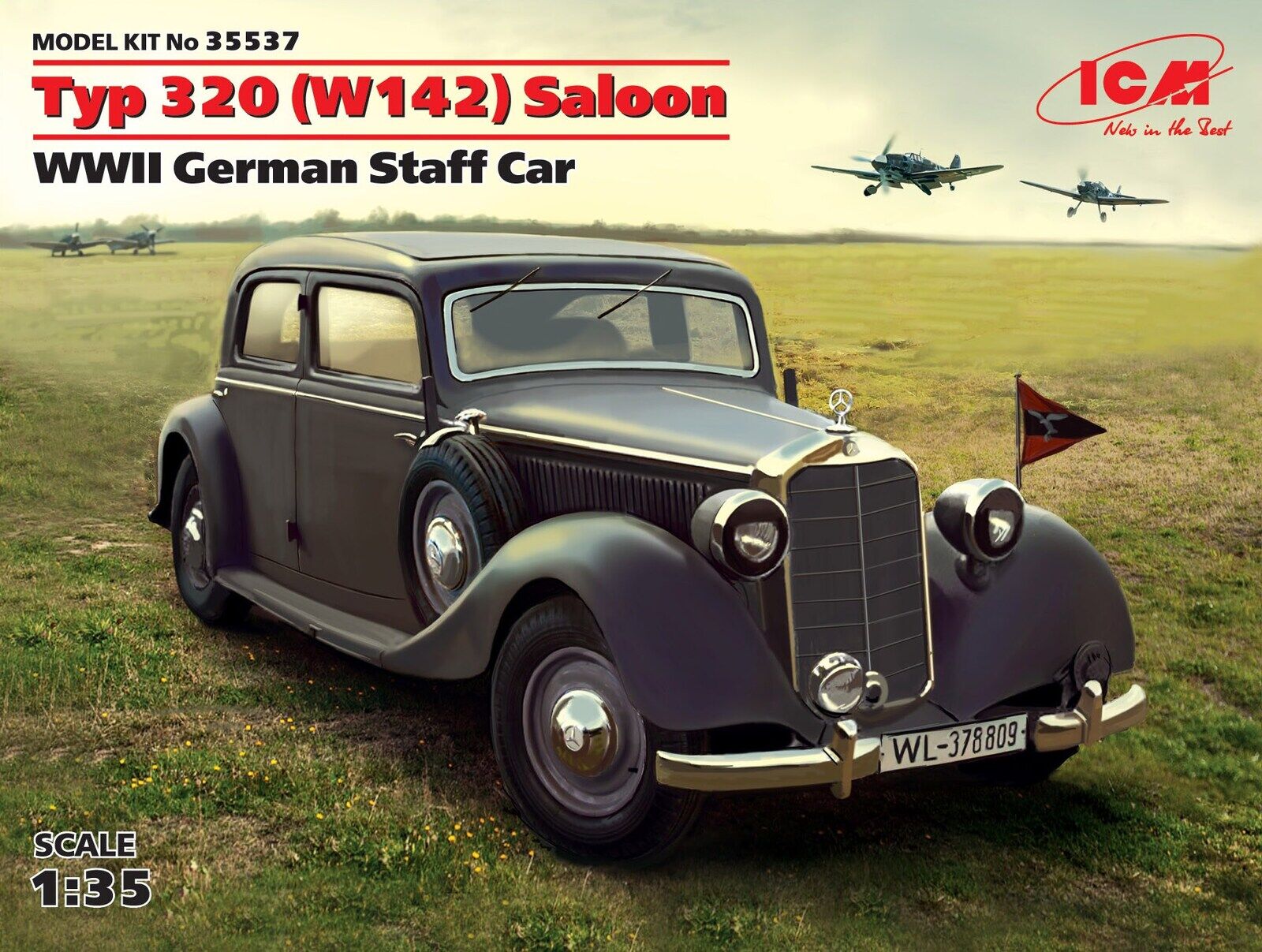 ICM 1/35 Typ 320 (W142) Saloon WWII German Staff Car Plastic Model Kit
