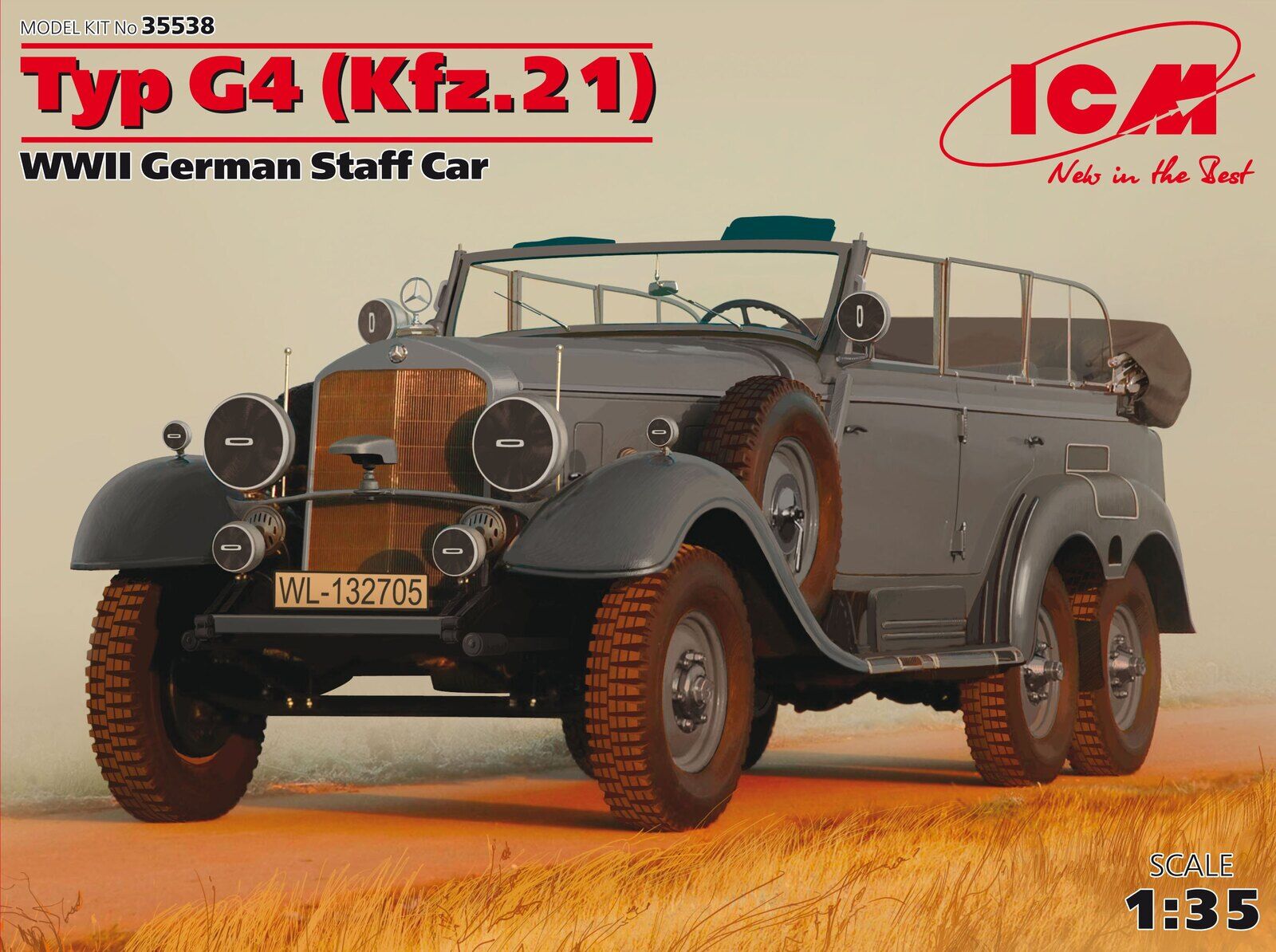 ICM 1/35 Typ G4 (Kfz.21) WWII German Staff Car Plastic Model Kit