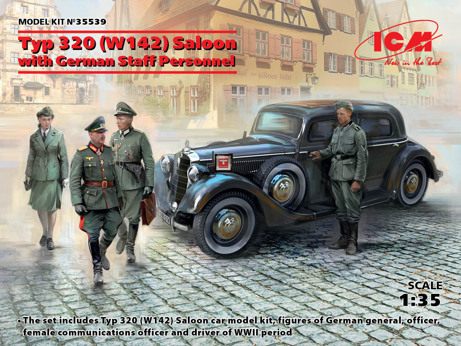 ICM 1/35 Typ 320 (W142) Saloon with German Staff Personnel Plastic Model Kit