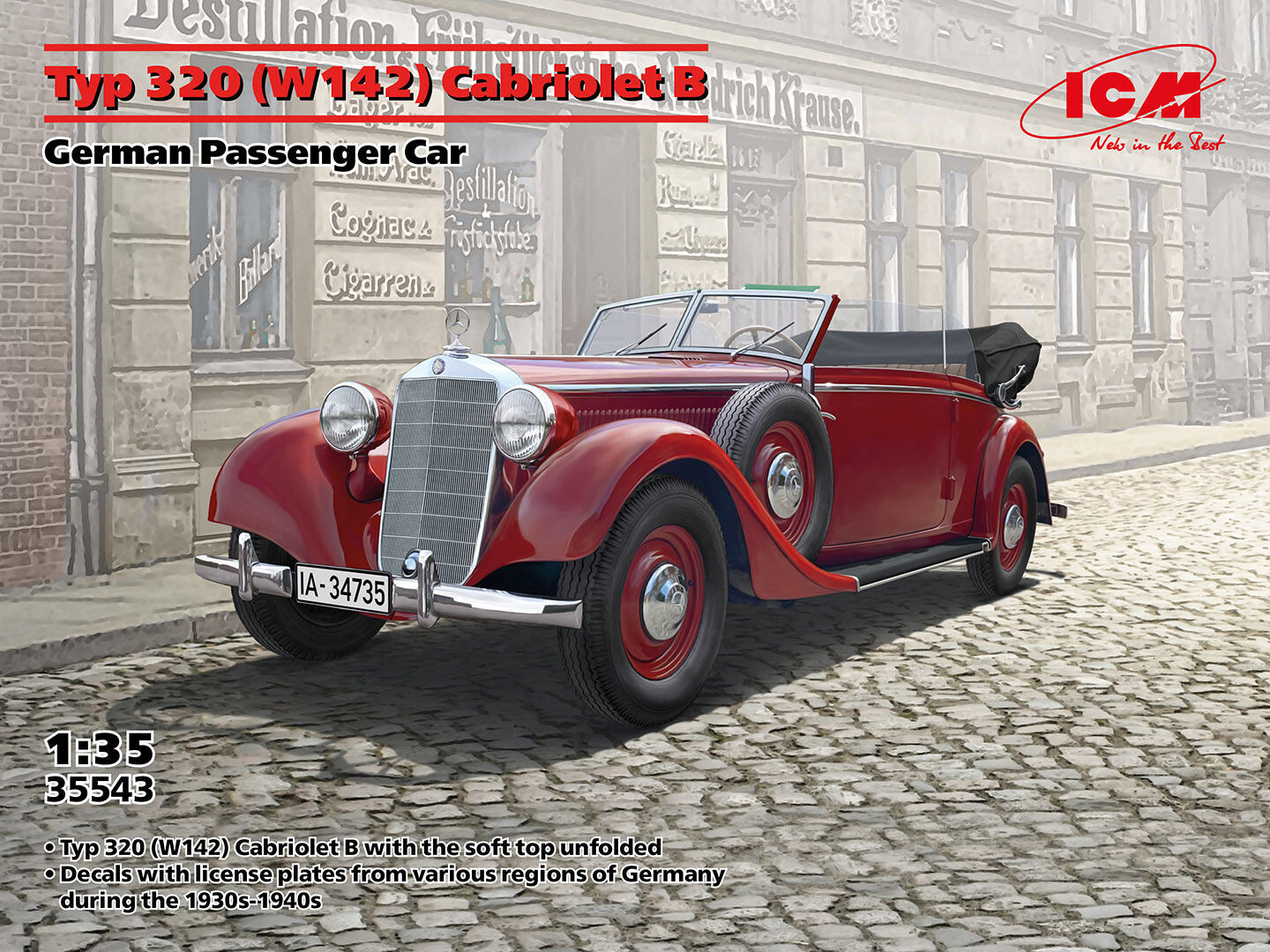 ICM 1/35 Typ 320 (W142) Cabriolet B German Passenger Car Plastic Model Kit