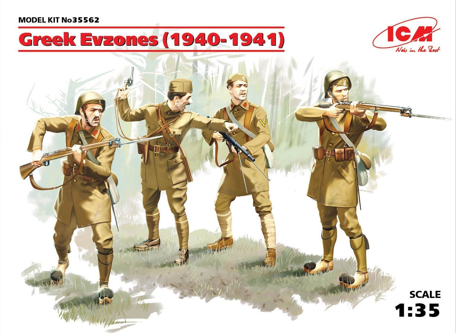ICM 1/35 Greek Evzones (1940-1941) (4 Figures) Plastic Model Kit