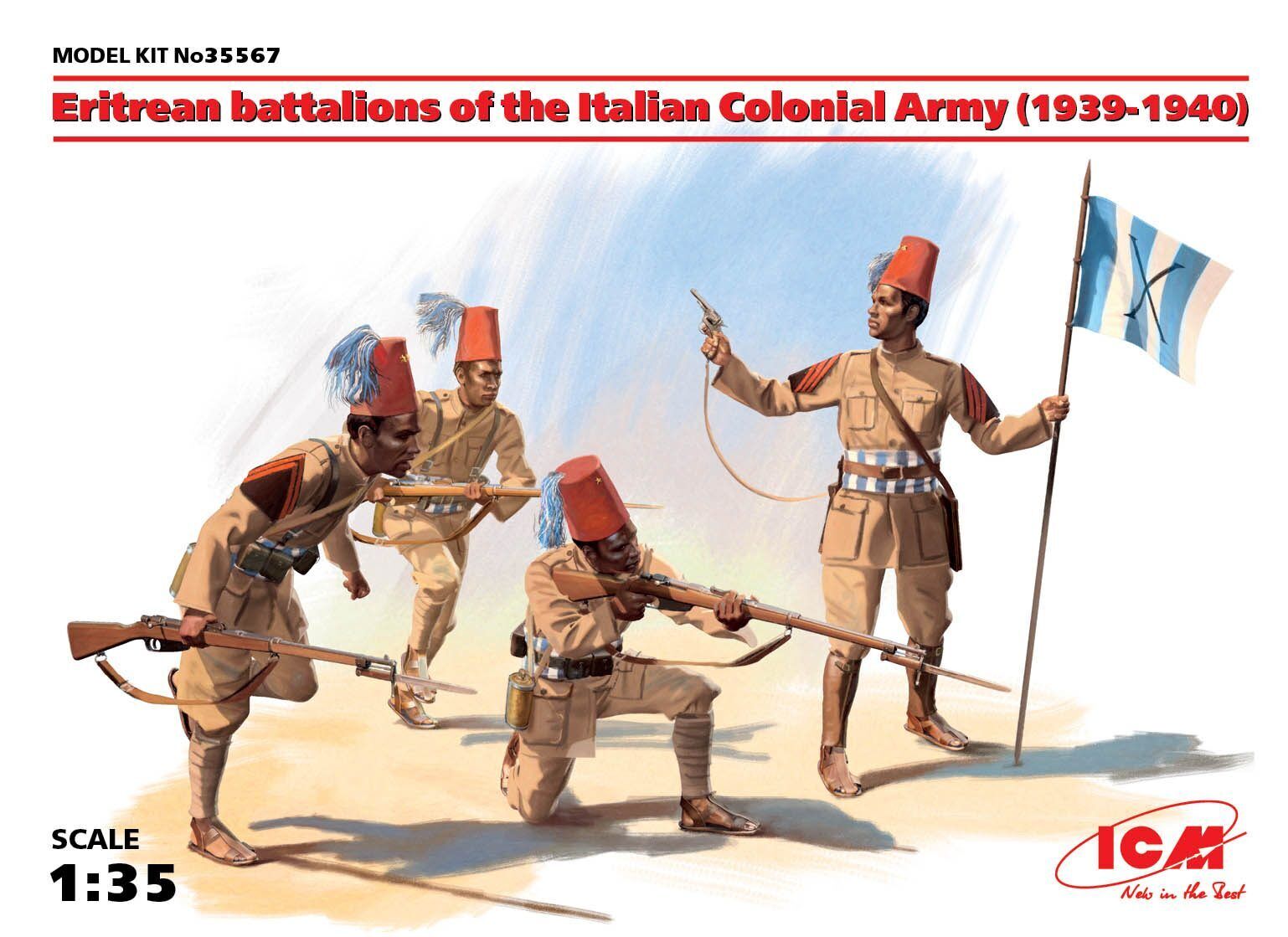ICM 1/35 Eritrean battalions of the Italian ?olonial Army (1939-1940) (4 Figures) Plastic Model Kit