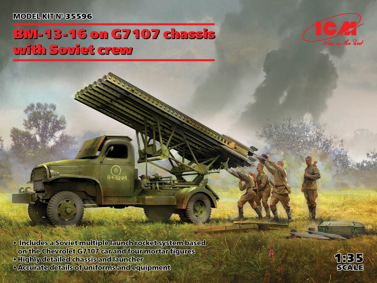 ICM 1/35 BM-13-16 on G7107 chassis with Soviet crew Plastic Model Kit