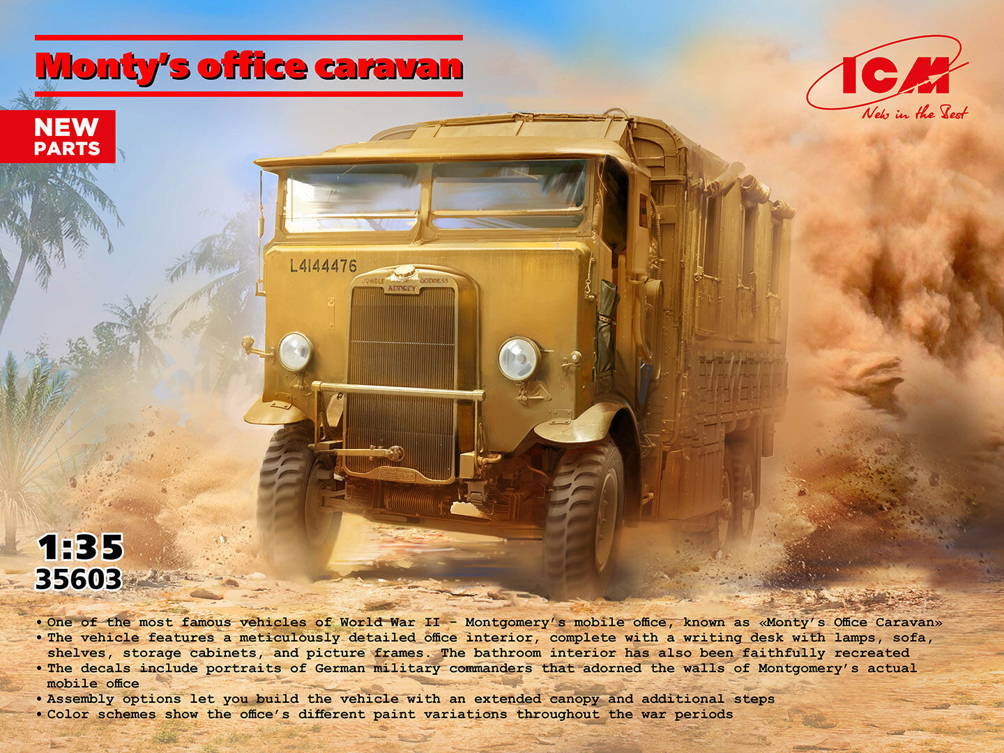 ICM 1/35 Monty's Office Caravan Plastic Model Kit