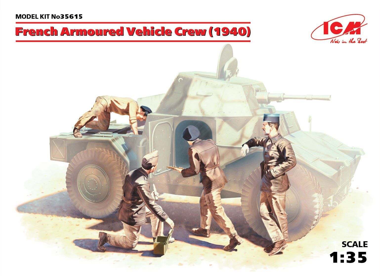 ICM 1/35 French Armoured Vehicle Crew (1940) (4 Figures) Plastic Model Kit
