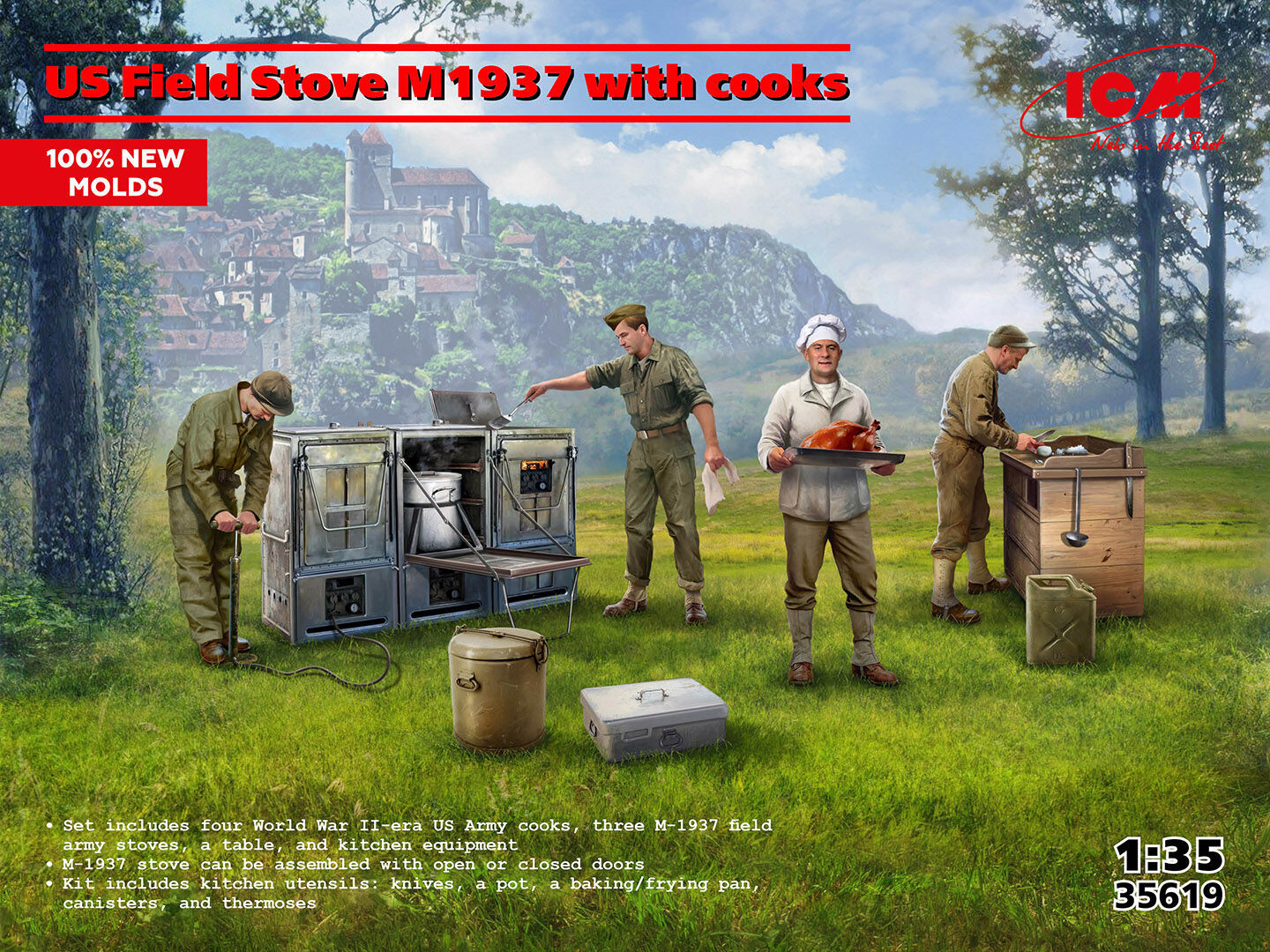 ICM 1/35 US Field Stove M1937 with cooks Plastic Model Kit