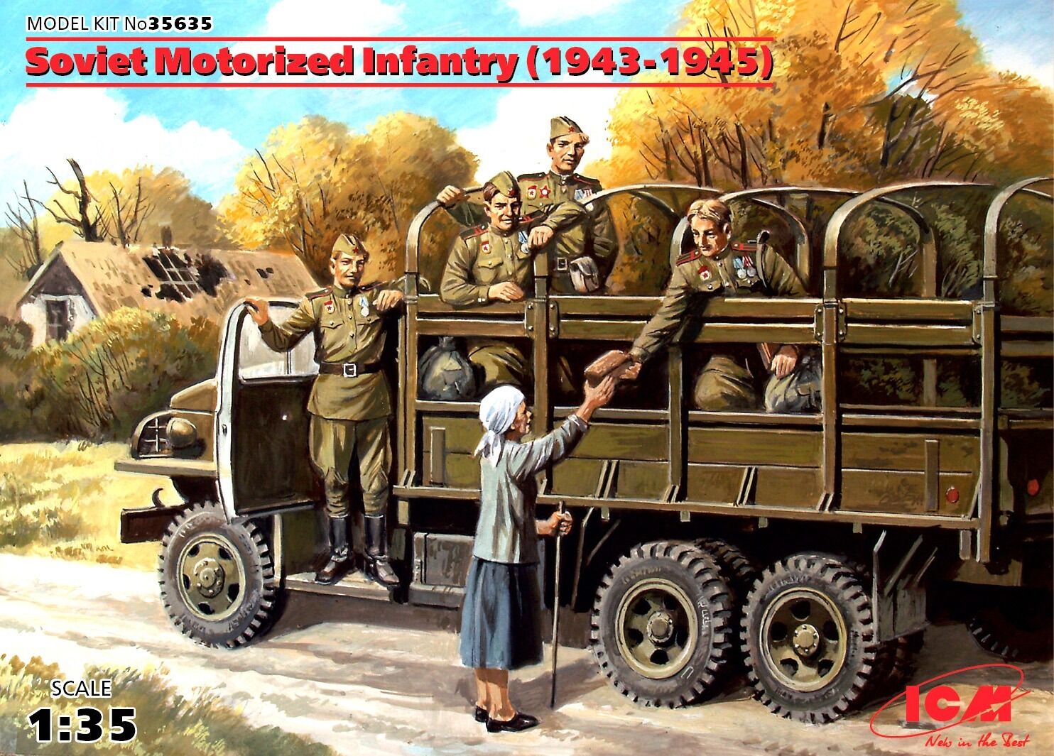 ICM 1/35 Soviet Motorized Infantry (1943-1945) (5 Figures) Plastic Model Kit