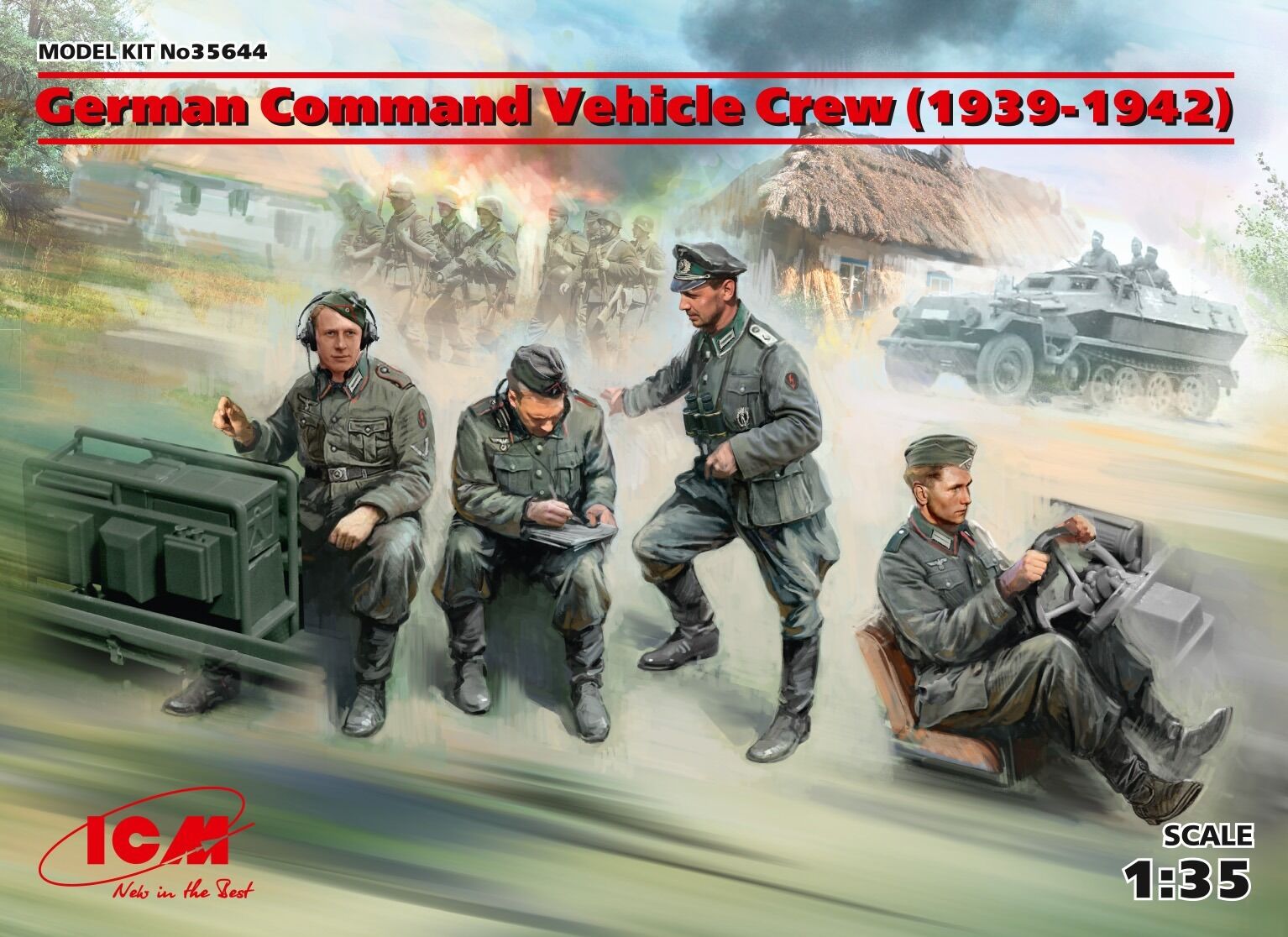 ICM 1/35 German Command Vehicle Crew (1939-1942) (4 Figures) Plastic Model Kit