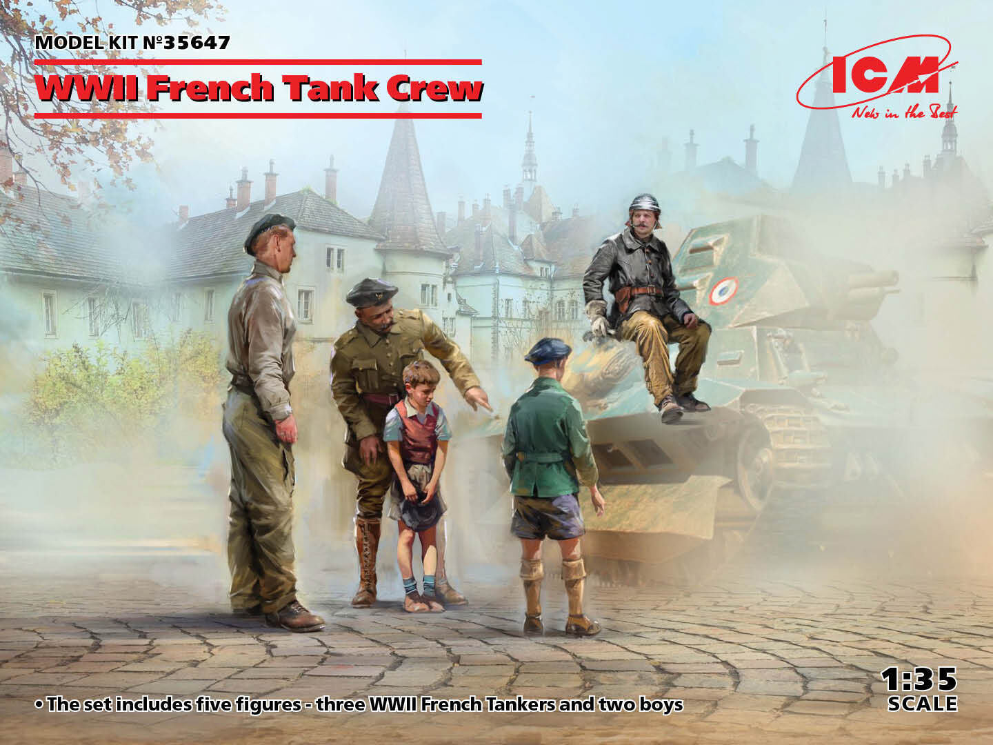 ICM 1/35 WWII French Tank Crew (4 Figures) Plastic Model Kit