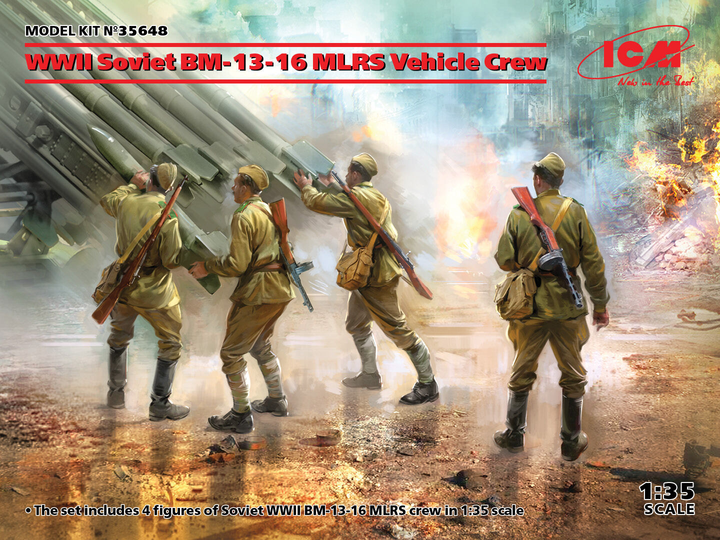 ICM 1/35 WWII Soviet BM-13-16 MLRS Vehicle Crew Plastic Model Kit