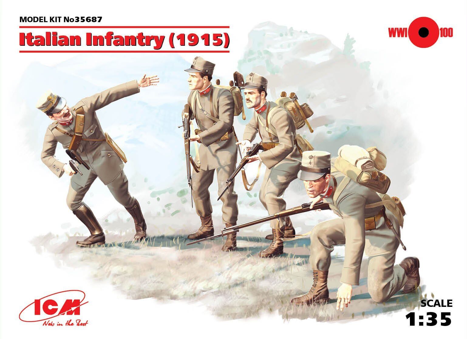 ICM 1/35 Italian Infantry (1915) (4 Figures) Plastic Model Kit