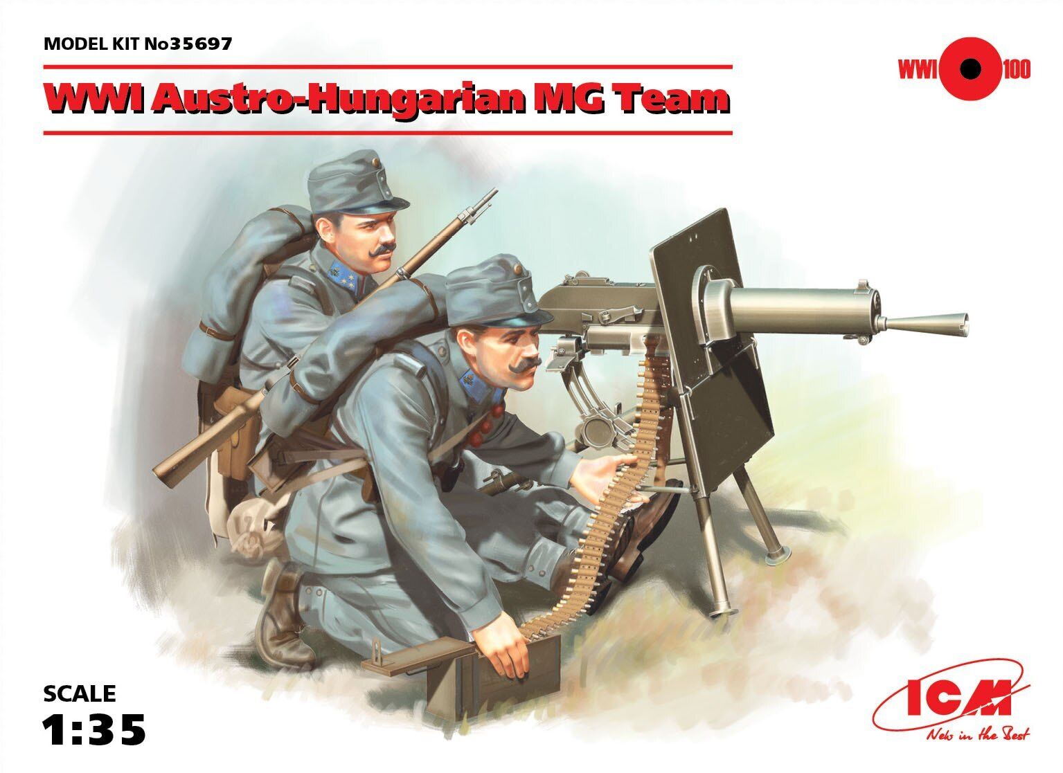 ICM 1/35 WWI Austro-Hungarian MG Team (2 Figures) Plastic Model Kit