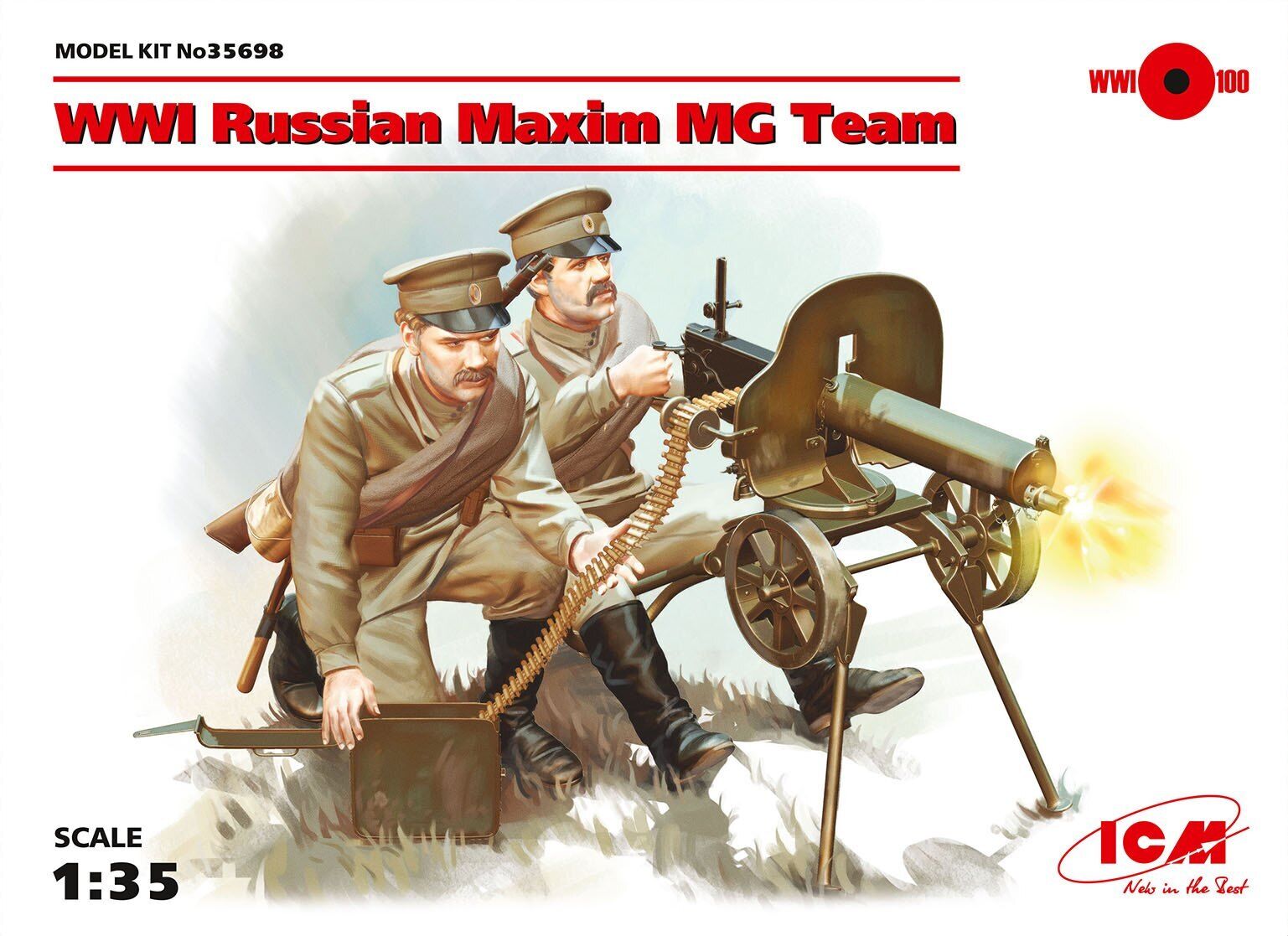 ICM 1/35 WWI Russian Maxim MG Team (2 Figures) Plastic Model Kit
