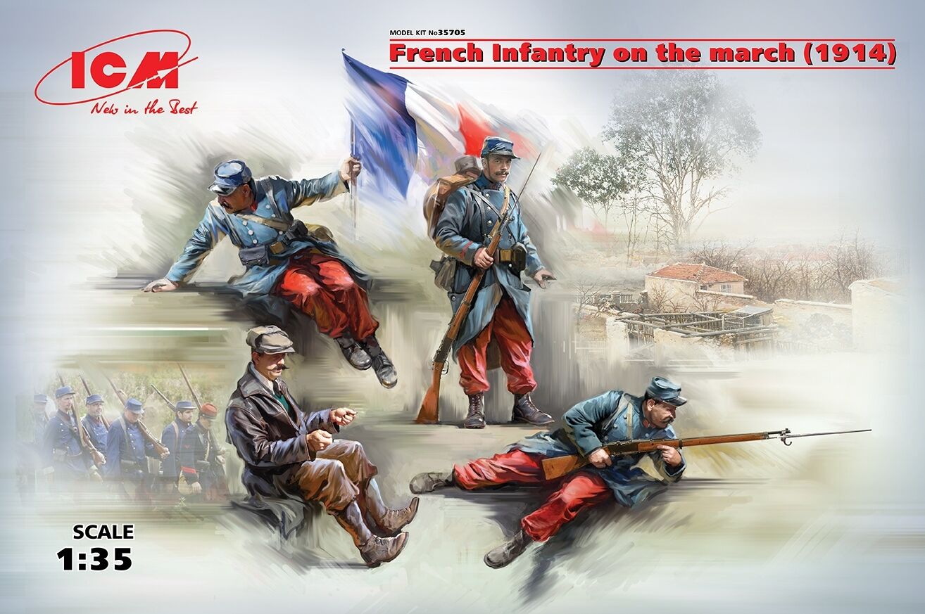 ICM 1/35 French Infantry on the march (1914) (4 Figures) Plastic Model Kit