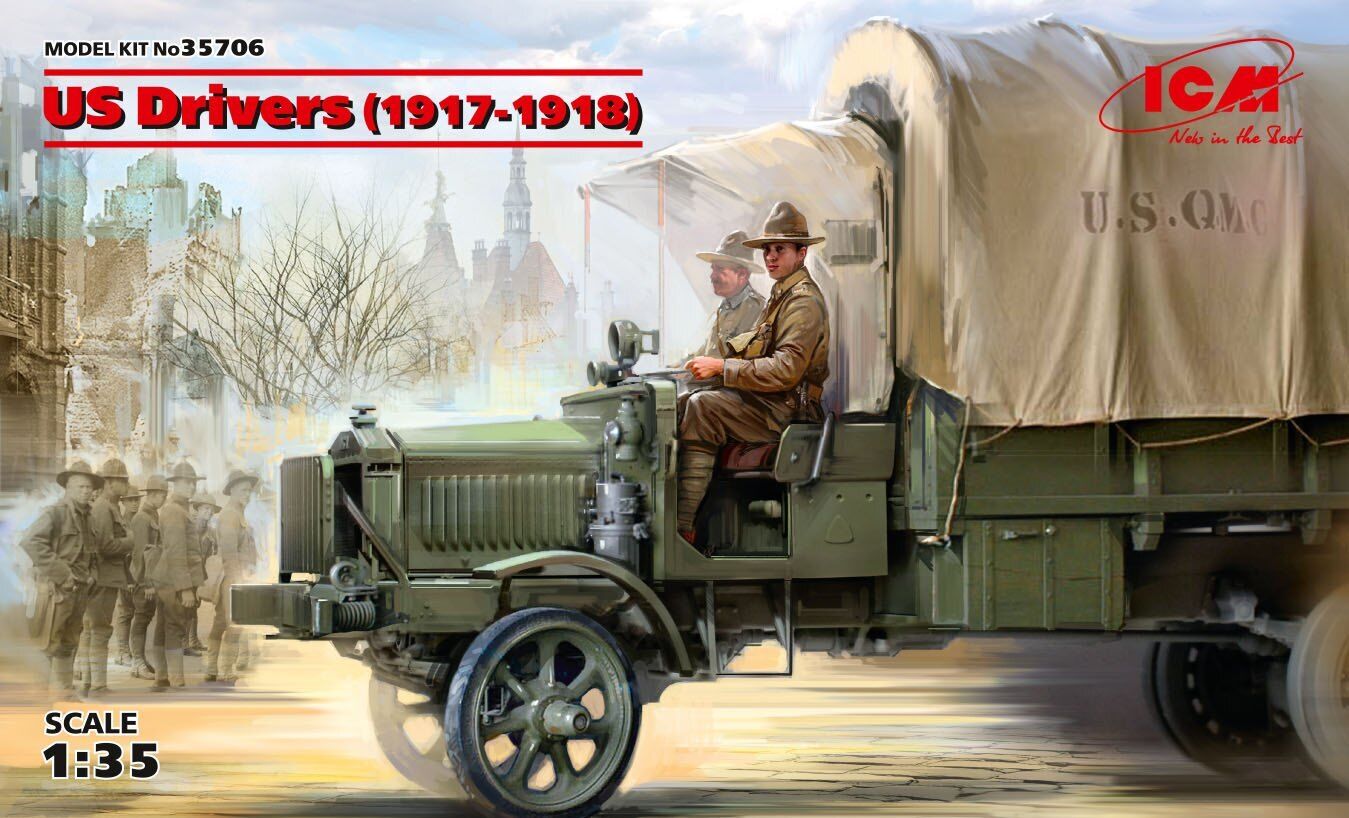 ICM 1/35 US Drivers (1917-1918) (2 Figures) Plastic Model Kit