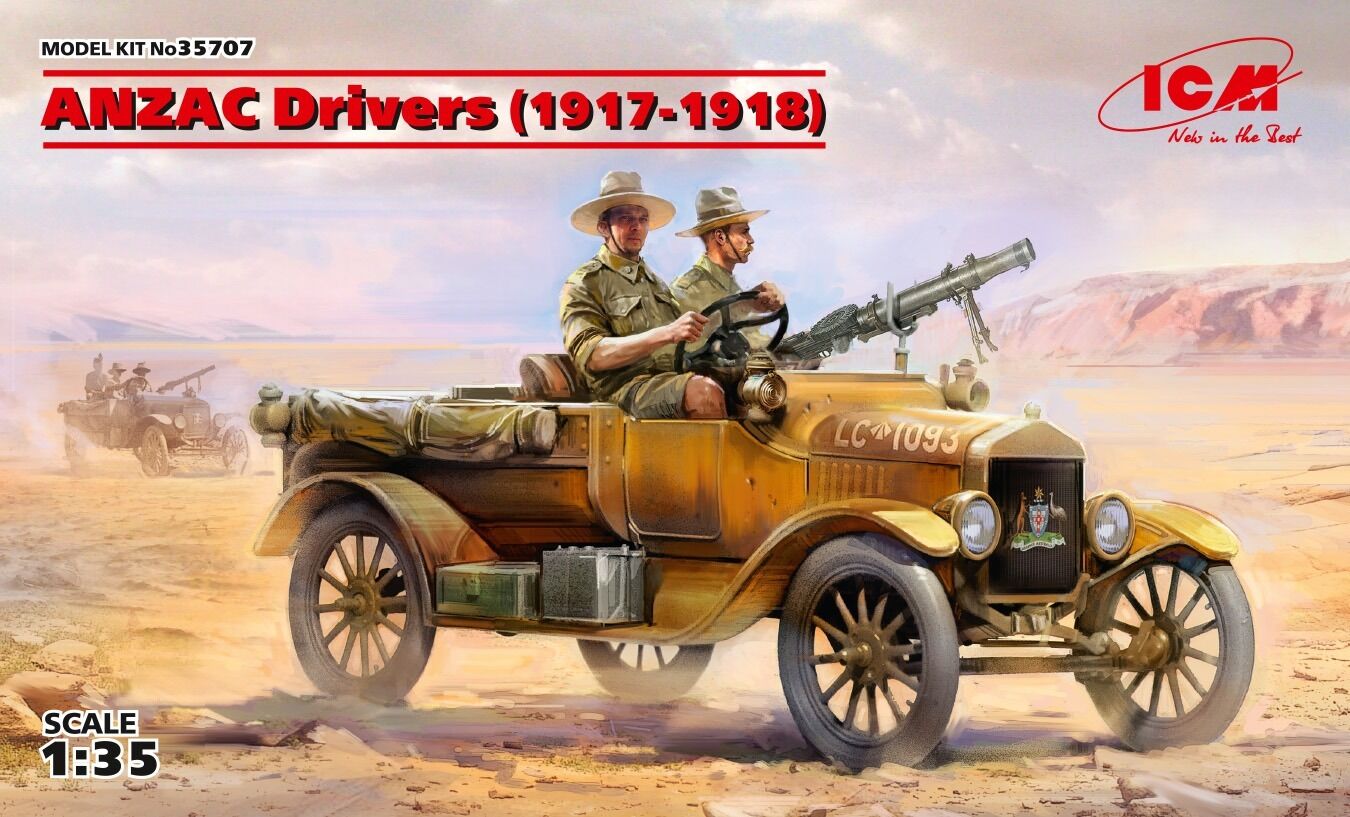 ICM 1/35 ANZAC Drivers (1917-1918) (2 Figures) *Aus Decals* Plastic Model Kit