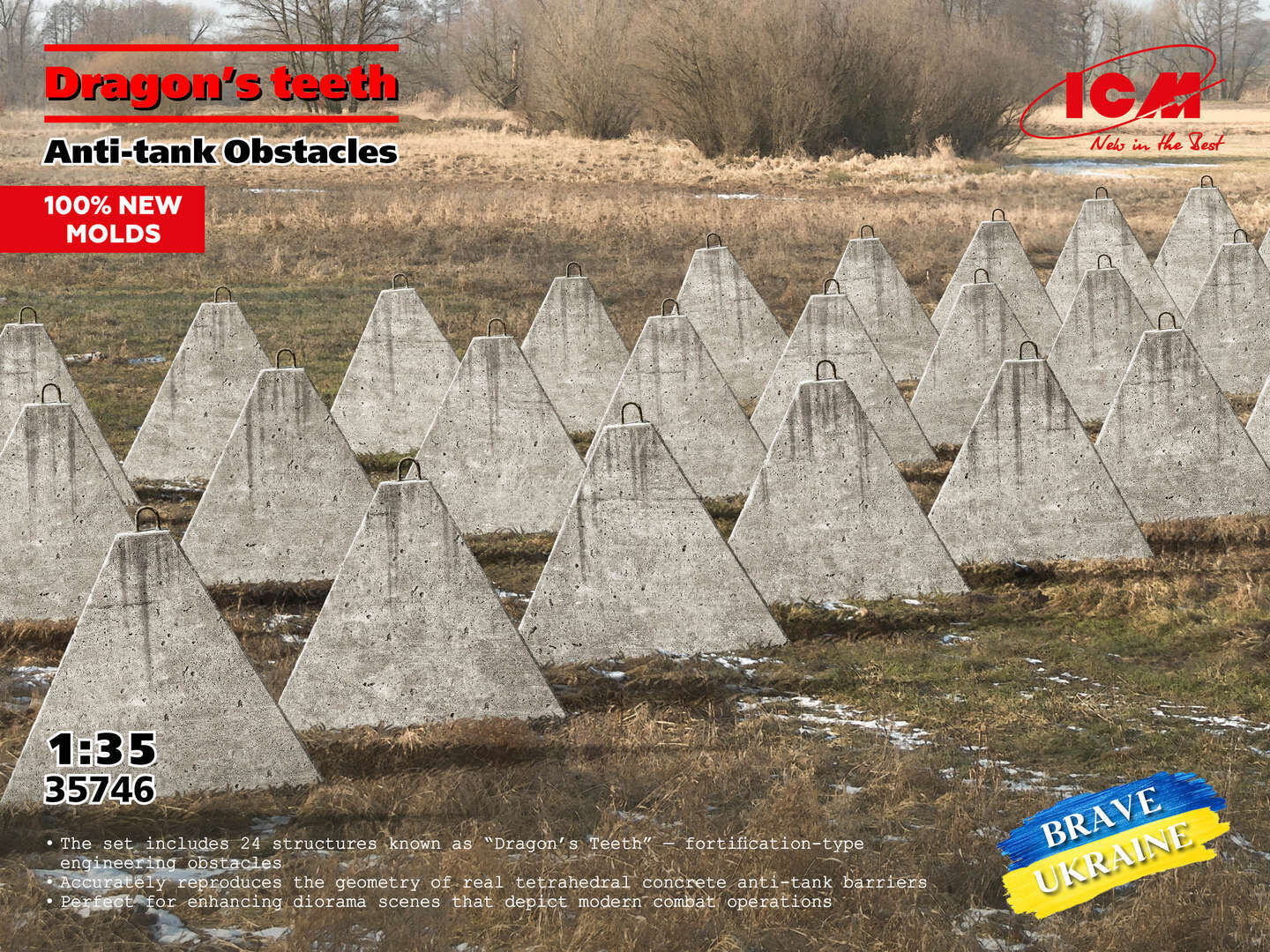 ICM 1/35 'Dragon's teeth' ?nti-tank Obstacles Plastic Model Kit