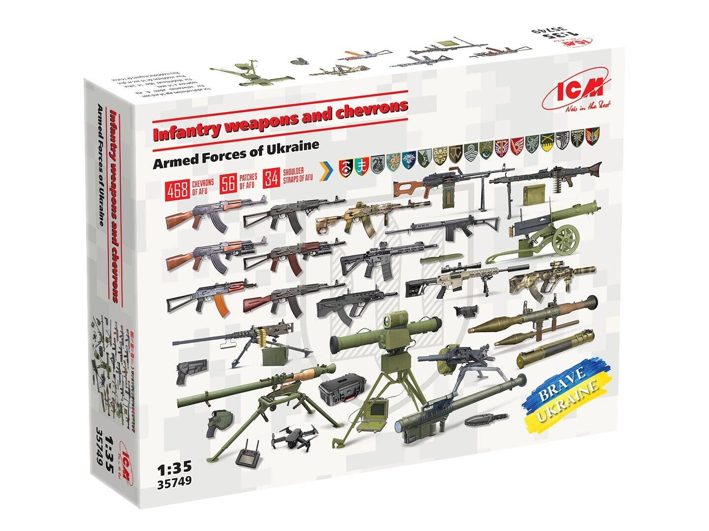ICM 1/35 Infantry weapons and chevrons of the Armed Forces of Ukraine Plastic Model Kit