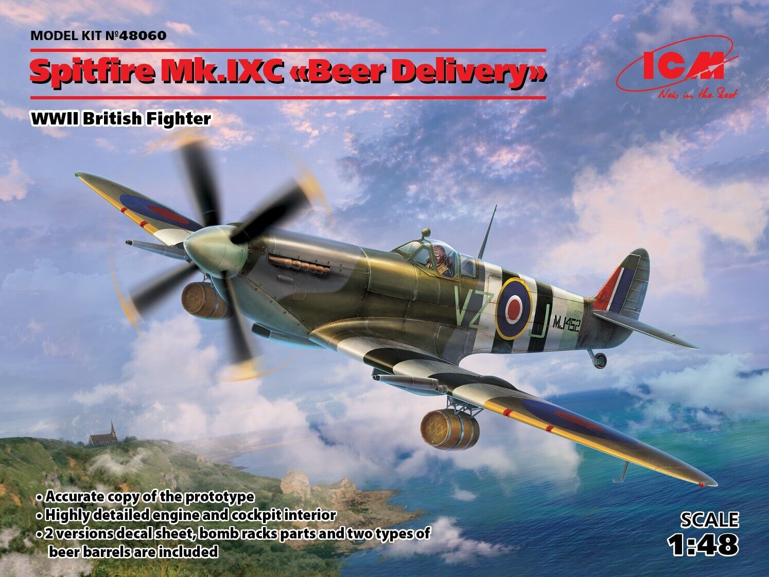 ICM 1/48 Spitfire Mk.IXC "Beer Delivery" WWII British Fighter Plastic Model Kit