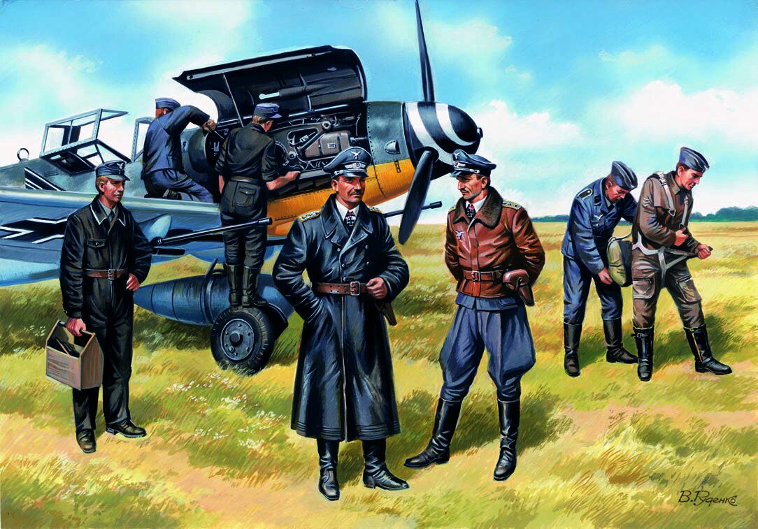 ICM 1/48 German Luftwaffe Pilots and Ground Personnel (1939-1945) (7 Figures) Plastic Model Kit