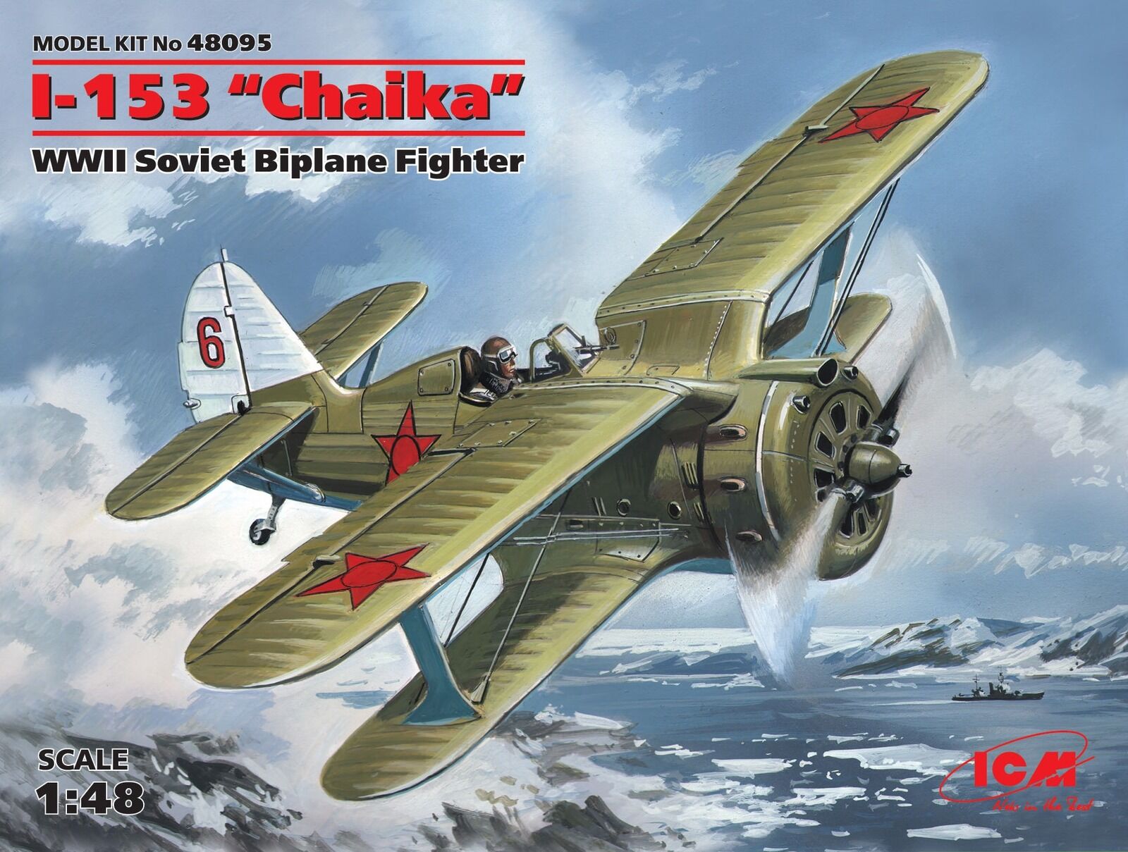 ICM 1/48 I-153 "Chaika" WWII Soviet Biplane Fighter Plastic Model Kit