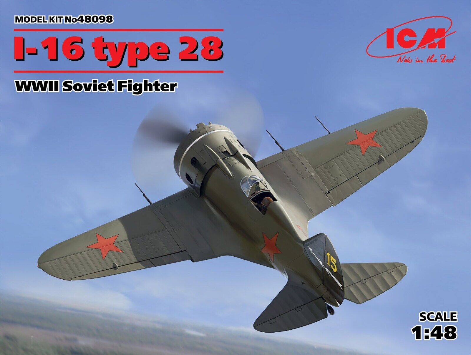 ICM 1/48 I-16 type 28 WWII Soviet Fighter Plastic Model Kit