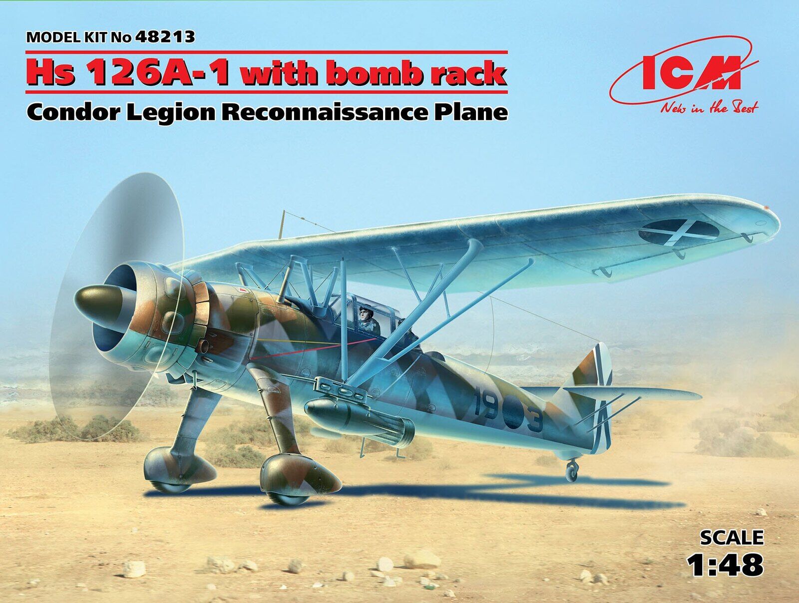 ICM 1/48 Hs 126A-1 with bomb rack Condor Legion Reconnaissance Plane Plastic Model Kit