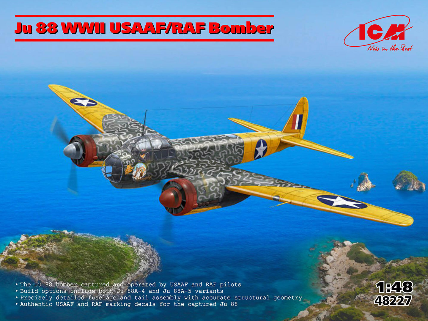 ICM 1/48 Ju 88 WWII USAAF/RAF Bomber Plastic Model Kit