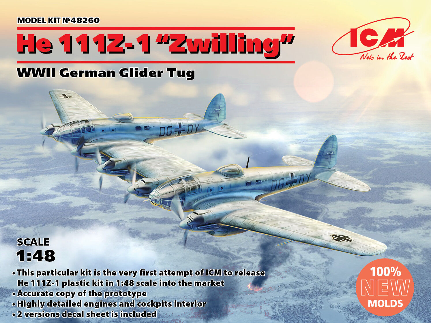 ICM 1/48 He 111Z-1 Zwilling€ WWII German Glider Tug Plastic Model Kit