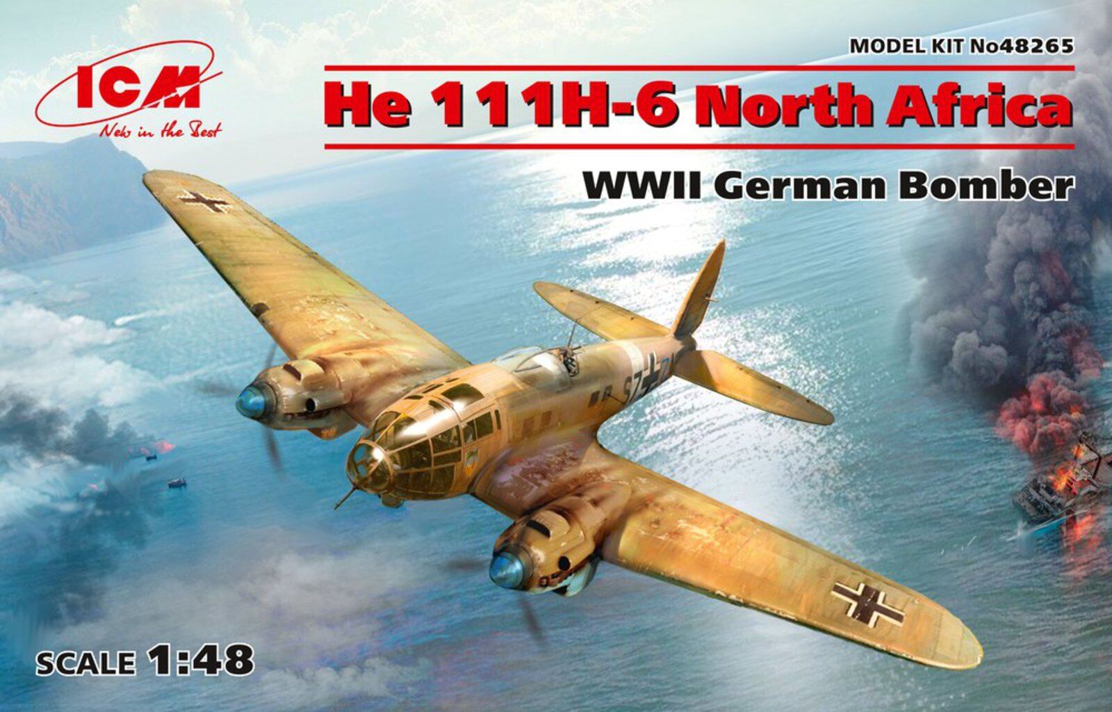 ICM 1/48 He 111H-6 North Africa WWII German Bomber Plastic Model Kit
