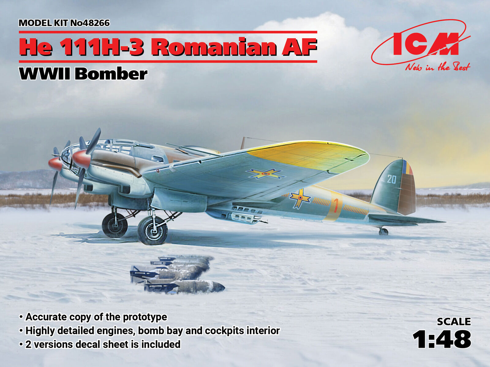ICM 1/48 He 111H-3 Romanian AF WWII Bomber Plastic Model Kit