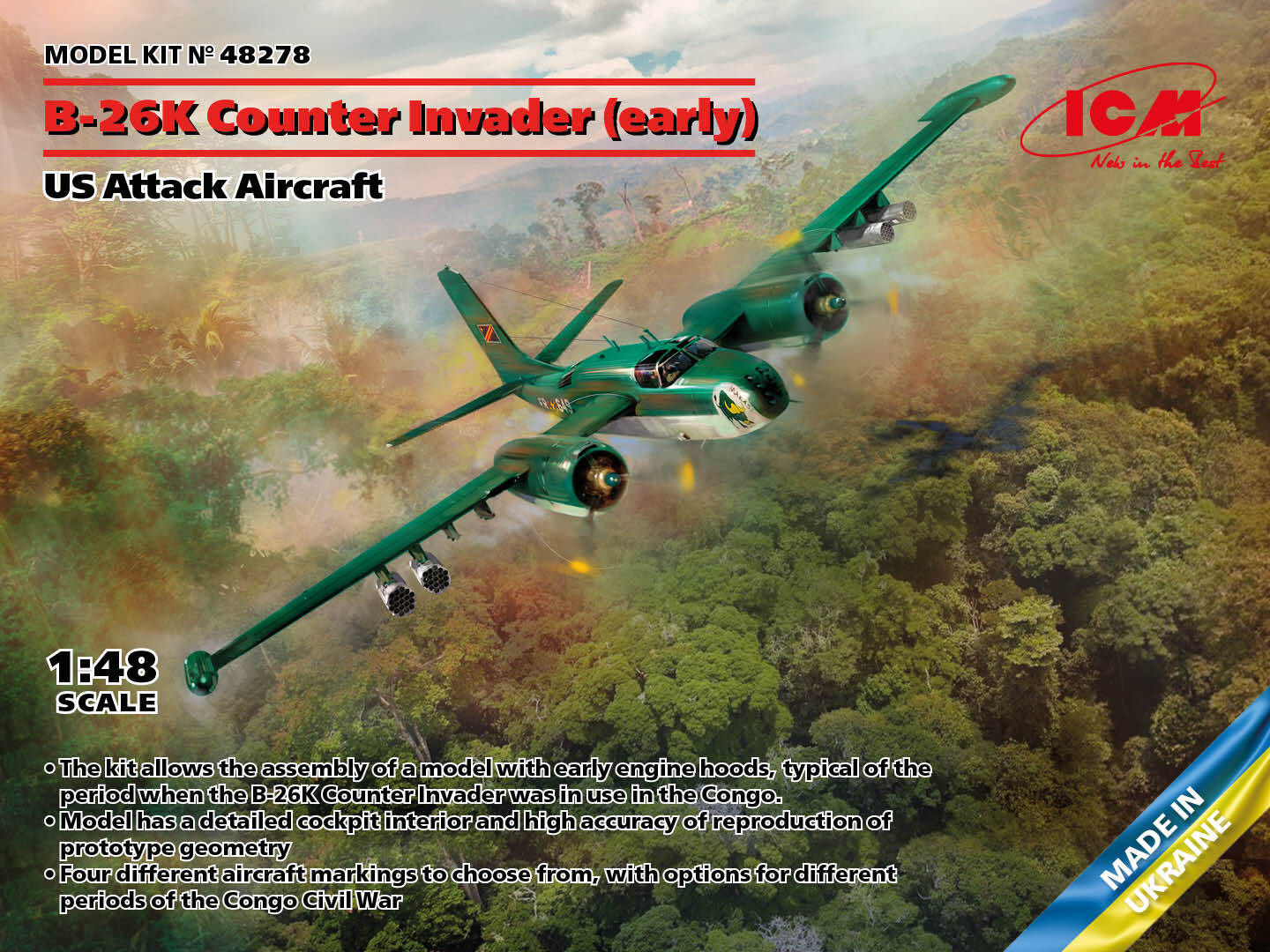 ICM 1/48 B-26K Counter Invader (Early) US Attack Aircraft Plastic Model Kit