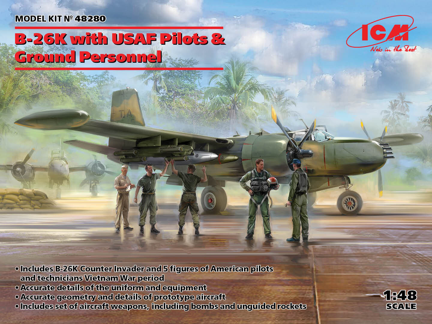 ICM 1/48 B-26K with USAF Pilots & Ground Personnel Plastic Model Kit