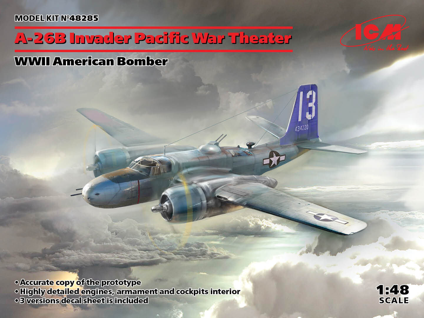 ICM 1/48 A-26? Invader Pacific War Theater WWII American Bomber Plastic Model Kit
