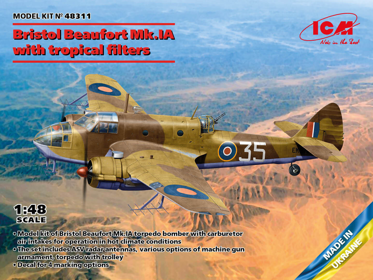 ICM 1/48 Bristol Beaufort Mk.IA with Tropical Filter Plastic Model Kit