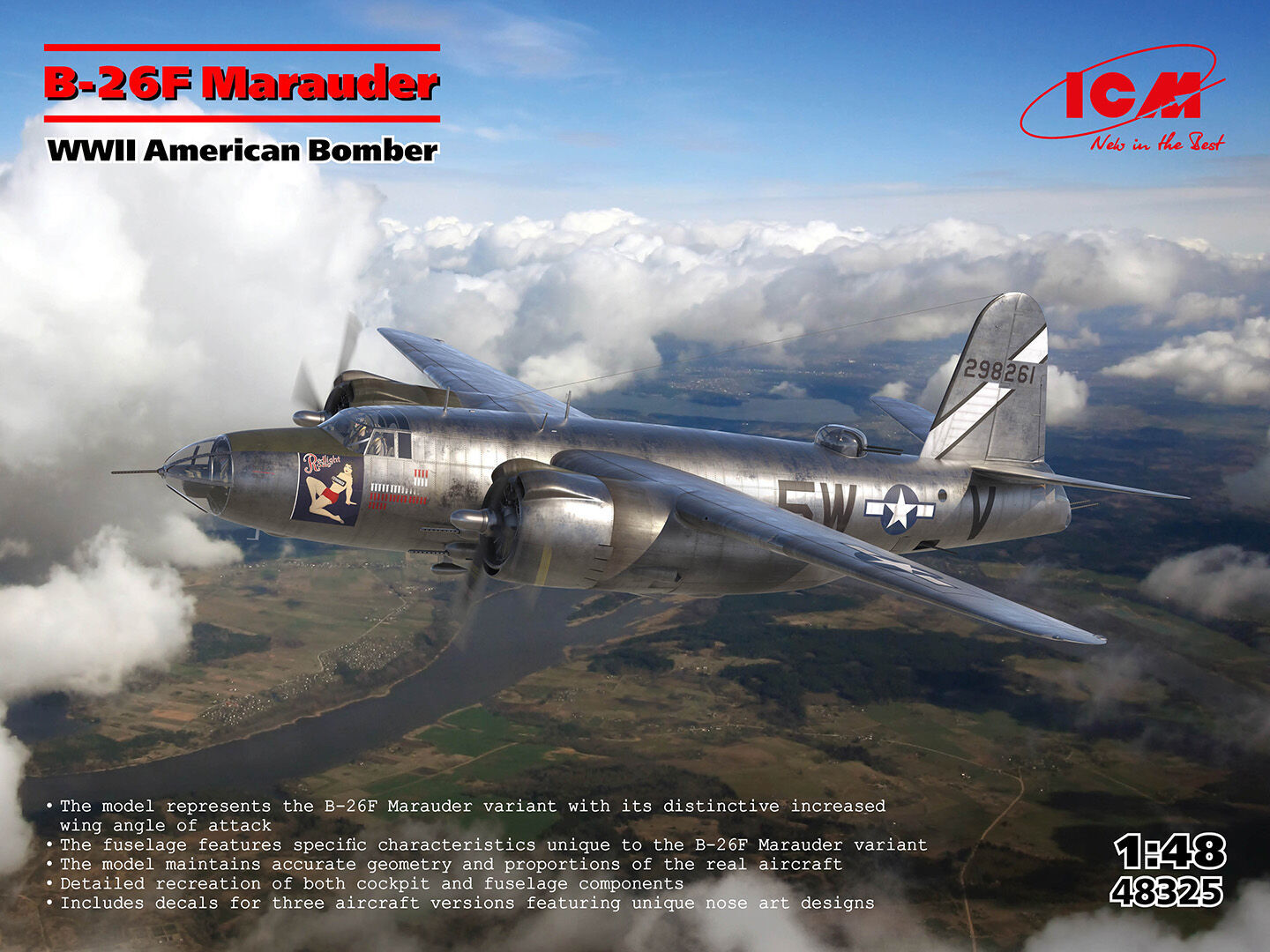 ICM 1/48 B-26F Marauder WWII American Bomber Plastic Model Kit