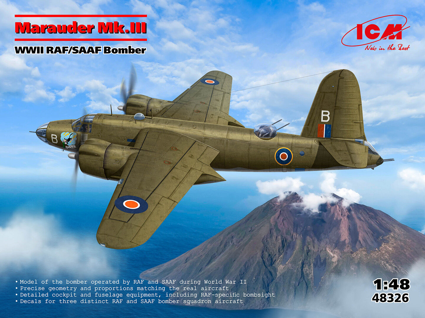 ICM 1/48 Marauder Mk.III WWII RAF/SAAF Bomber Plastic Model Kit
