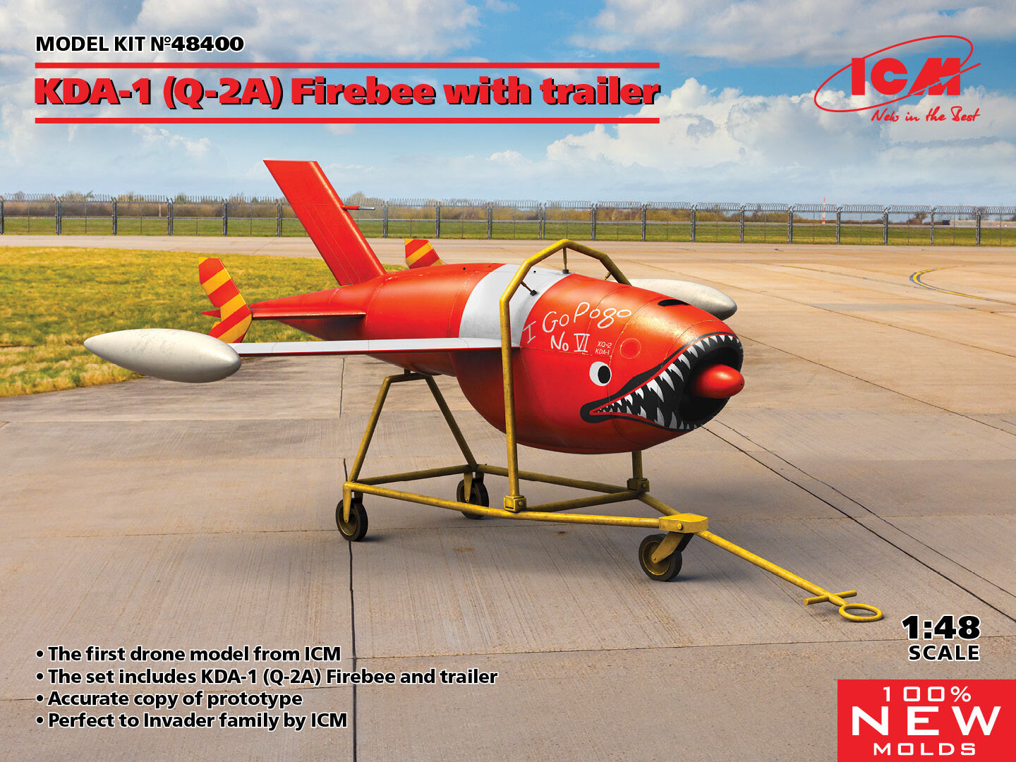 ICM 1/48 KDA-1 (Q-2A) Firebee with trailer (1 Airplane and Trailer) Plastic Model Kit
