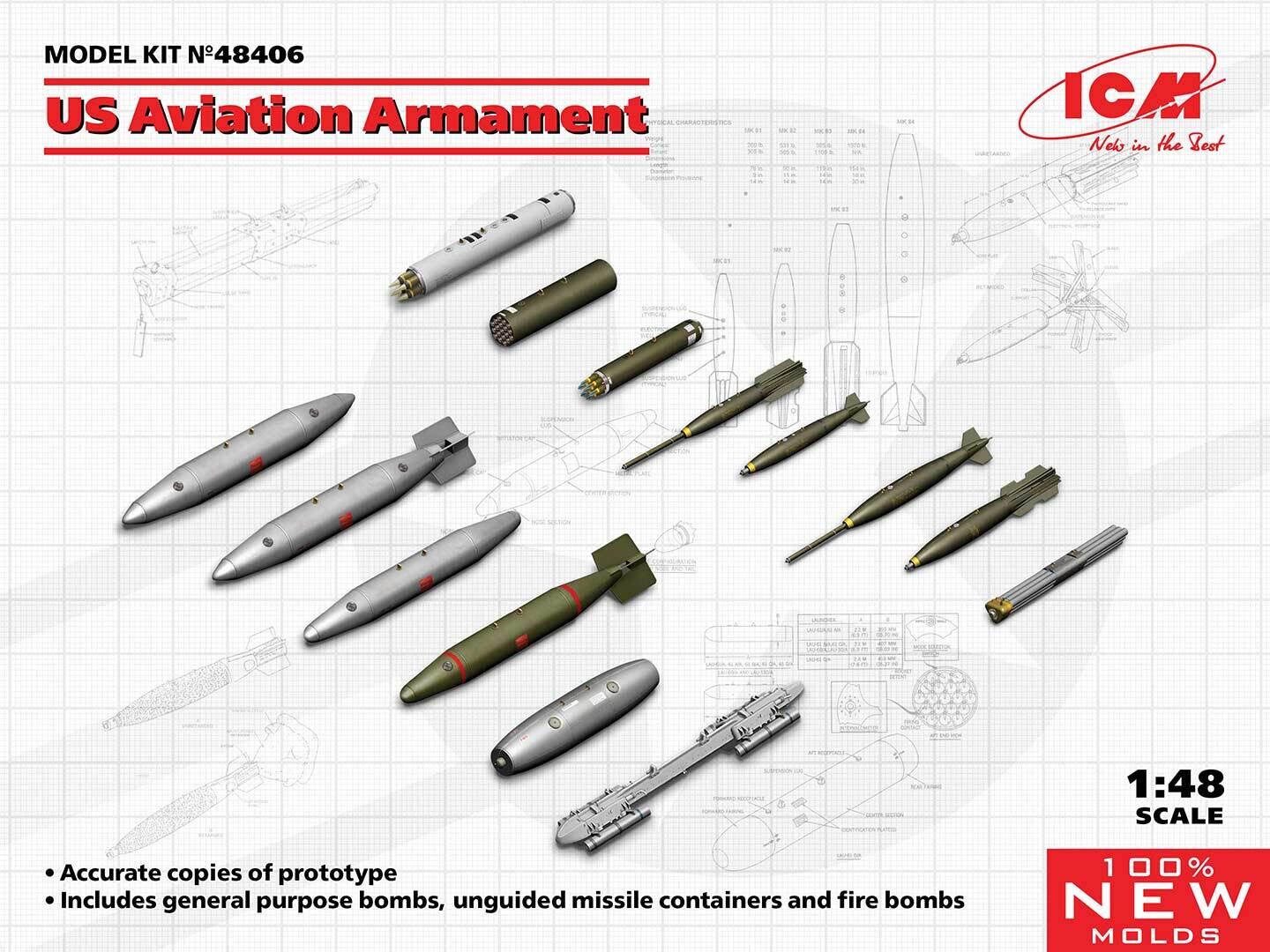 ICM 1/48 US Aviation Armament Plastic Model Kit