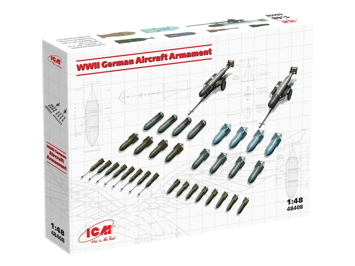 ICM 1/48 WWII German Aircraft Armament Plastic Model Kit