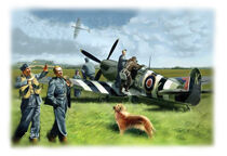 ICM 1/48 Spitfire Mk.IX with RAF Pilots and Ground Personnel Plastic Model Kit