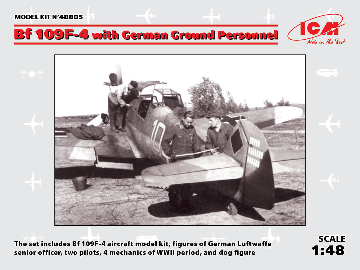 ICM 1/48 Bf 109F-4 with German Ground Personnel Plastic Model Kit