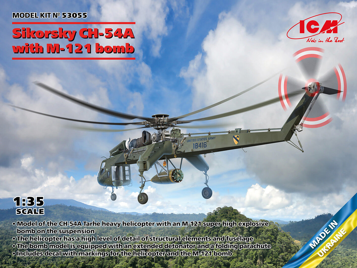 ICM 1/35 Sikorsky CH-54A Tarhe with M-121 bomb Plastic Model Kit