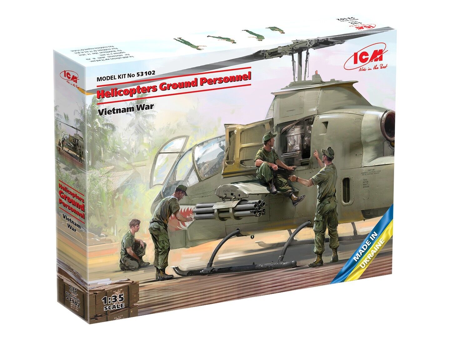 ICM 1/35 Helicopters Ground Personnel (Vietnam War) Plastic Model Kit