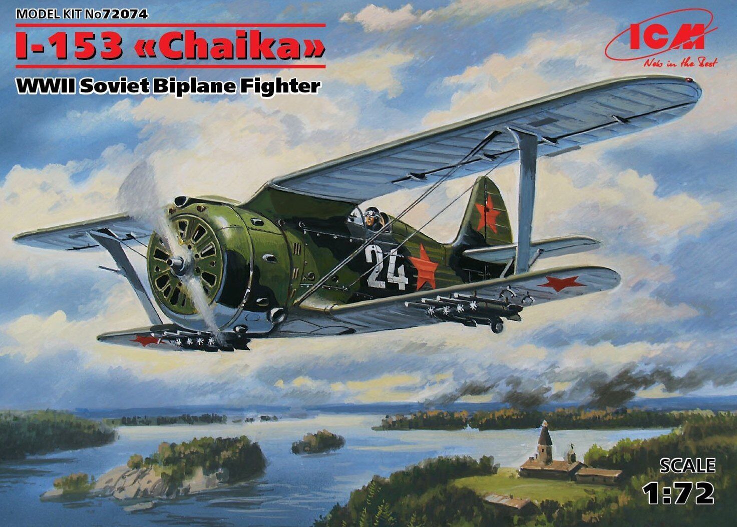 ICM 1/72 I-153 "Chaika" WWII Soviet Biplane Fighter Plastic Model Kit