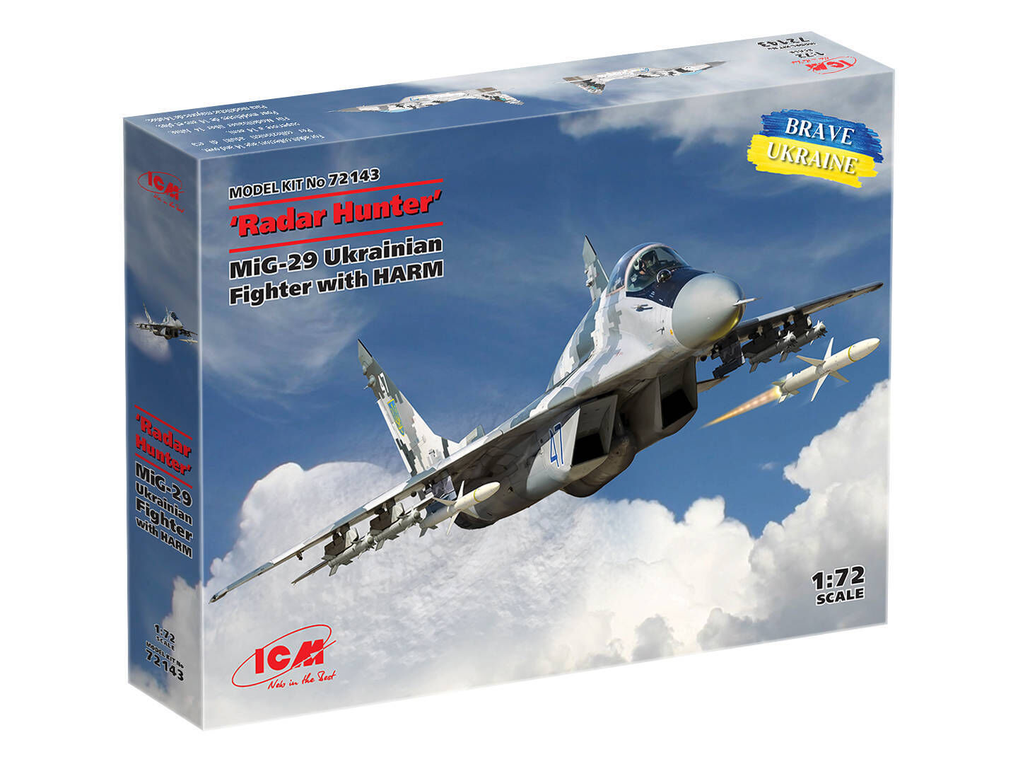 ICM 1/72 Radar Hunter' MiG-29 '9-13' Ukrainian Fighter with HARM missiles Plastic Model Kit