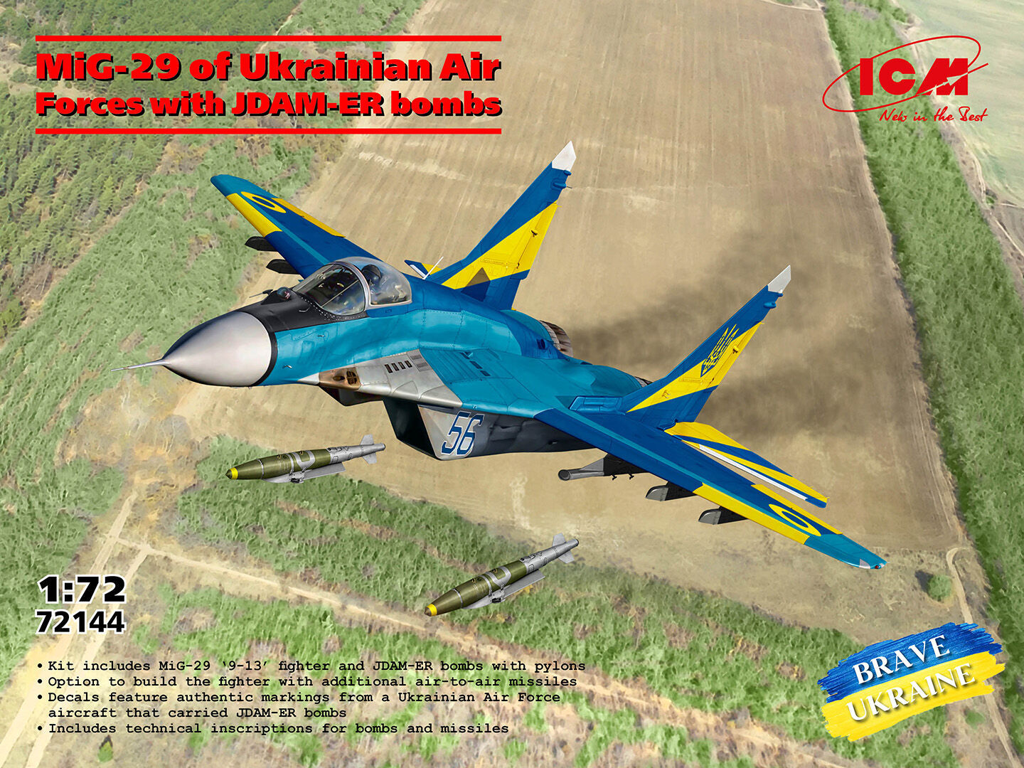 ICM 1/72 MiG-29 of Ukrainian Air Forces with JDAM-ER bombs Plastic Model Kit