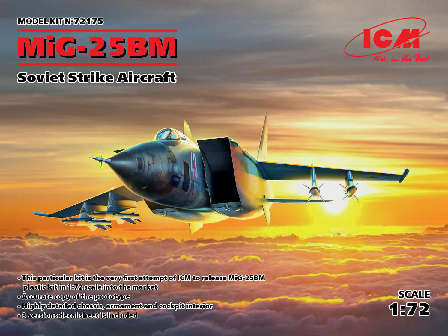 ICM 1/72 MiG-25 BM Soviet Strike Aircraft Plastic Model Kit